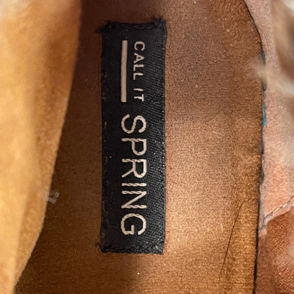Call It Spring Tan Brown Faux Suede Faux Fur Trim Moccasin Ankle Boots Womens 9‎